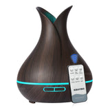 400ml Aroma Essential Oil Diffuser Ultrasonic Air Humidifier with Wood Grain 7 Color Changing LED Lights for Office Home