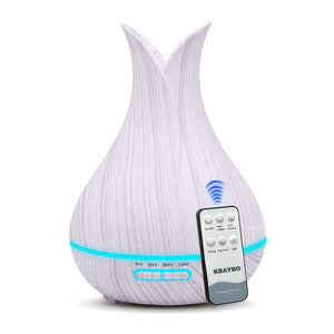 400ml air humidifier with remote control white wood grain aroma oil diffuser air purifier 7 colors options lamp for home