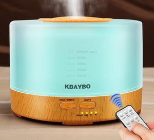 500ml Ultrasonic Air Humidifier led light wood grain Essential Oil Diffuser aromatherapy mist maker 24V Remote Control