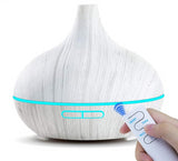 550ml Ultrasonic Electric Air Humidifier Aroma Oil Diffuser White Wood Grain remote control 7 colors LED Lights for home